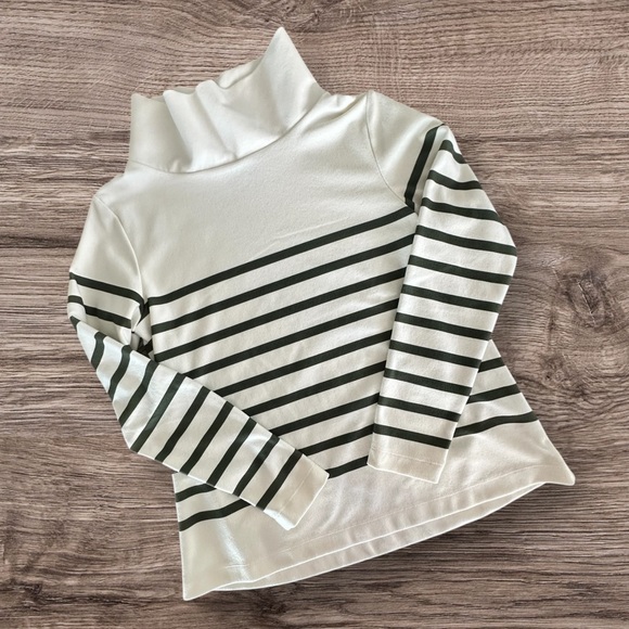 Dudley Stephens Greenpoint Turtleneck Cream Army Green Stripe Terry Fleece Small - Picture 6 of 8